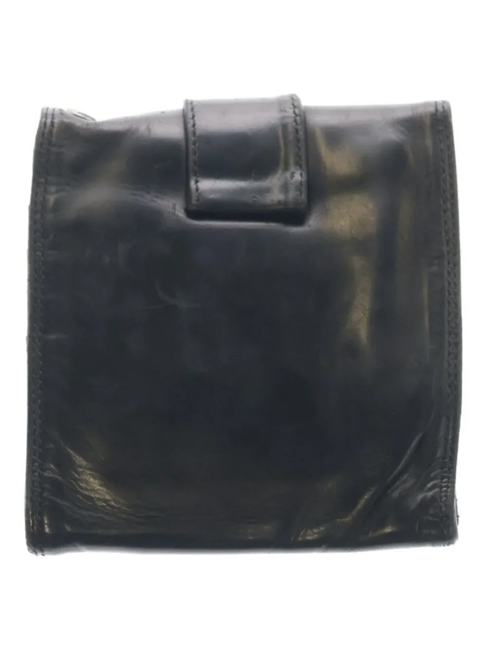 Chrome Hearts Large 3 Fold Celtic Button Dagger Zip Leather Wallet Black